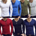 Men Long Sleeve Undershirt V Neck Slim Fit T-shirt Casual Underwear Tops Club