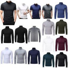 Mens Mock Turtleneck Pullover T-Shirts Top Short/Long Sleeve Solid Undershirts