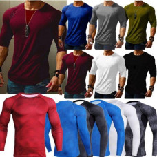 Mens Sports Shirt Long Sleeve Shirt Dry-Fit Moisture Wicking Athletic T-Shirt 