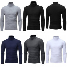Mens Slim Fit Lightweight Long Sleeve Pullover Top Cotton Turtleneck T-Shirt