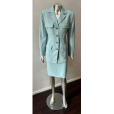 Retro Safari 2 Piece Vintage 90s Wool Belt Career Mint Green career Set Suit 4 8