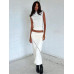 Slim Skirt Set Women Turtleneck Short Sleeve Tops and Maxi Skirt 2 Piece Suits 