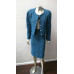 VINTAGE MAD MEN MOD 2 PC BOUCLE WOOL CROPPED JACKET PENCIL SKIRT SUIT sz M