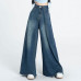 Women Slim High Waist Wide Leg Jeans Casual Baggy Denim Pants Long Trousers