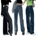 Womens Jeans Wide-legged Trend Pants Femme Black Blue High Waist Trousers