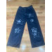 Women’s  Baggy Jeans Y2K Style Star Print  Wide Legs Size Small