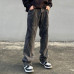 Men Patchwork Embroidery Casual Denim Pants Elastic Waist Baggy Jeans Trousers