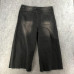 Unbranded Denim Jeans Womens Size 2XL Black Faded Seamed Wide Leg Crop Cut Off