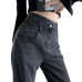 Womens Jeans Wide-legged Trend Pants Femme Black Blue High Waist Trousers