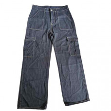 SweatyRocks Womens High Waist Cargo Jeans Flap Pocket Wide Leg Jeans Size 14