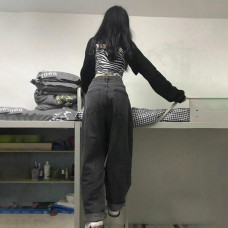 Harajuku Denim Skate Jeans Straight Wide Leg Loose Trousers Cool School Wear NEW