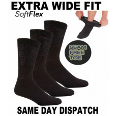 Ladies EXTRA-WIDE Cotton Rich DIABETIC Loose Wider Top Socks (lot) UK 4-8