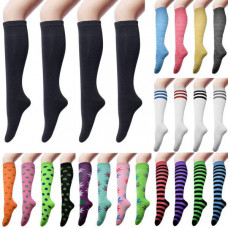 3-12 Pairs Womens Girls Funky Sports Cotton Knee High Long Tube Socks Size 9-11