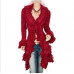 Women Lace Ruffled Button-front Sweater Slim Fit Outwear Jacket Long Cardigan