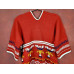 Women's Red Aztec Sweater with Fringe White Piping Trim Short Dolman Sleeves M