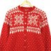 Vintage Nordic Norway Jumper Sweater Wool Cardigan Fair Isle Red Size S
