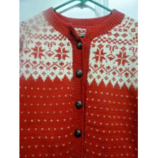 Vtg  Christmas Wool Women's Sweater 100% Wool Handmade Size Medium Red & White