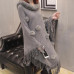 Lady Knit Poncho Capes Jacquard Cloak Faux Fur Collar Wrap Shawls Pompom Tassel